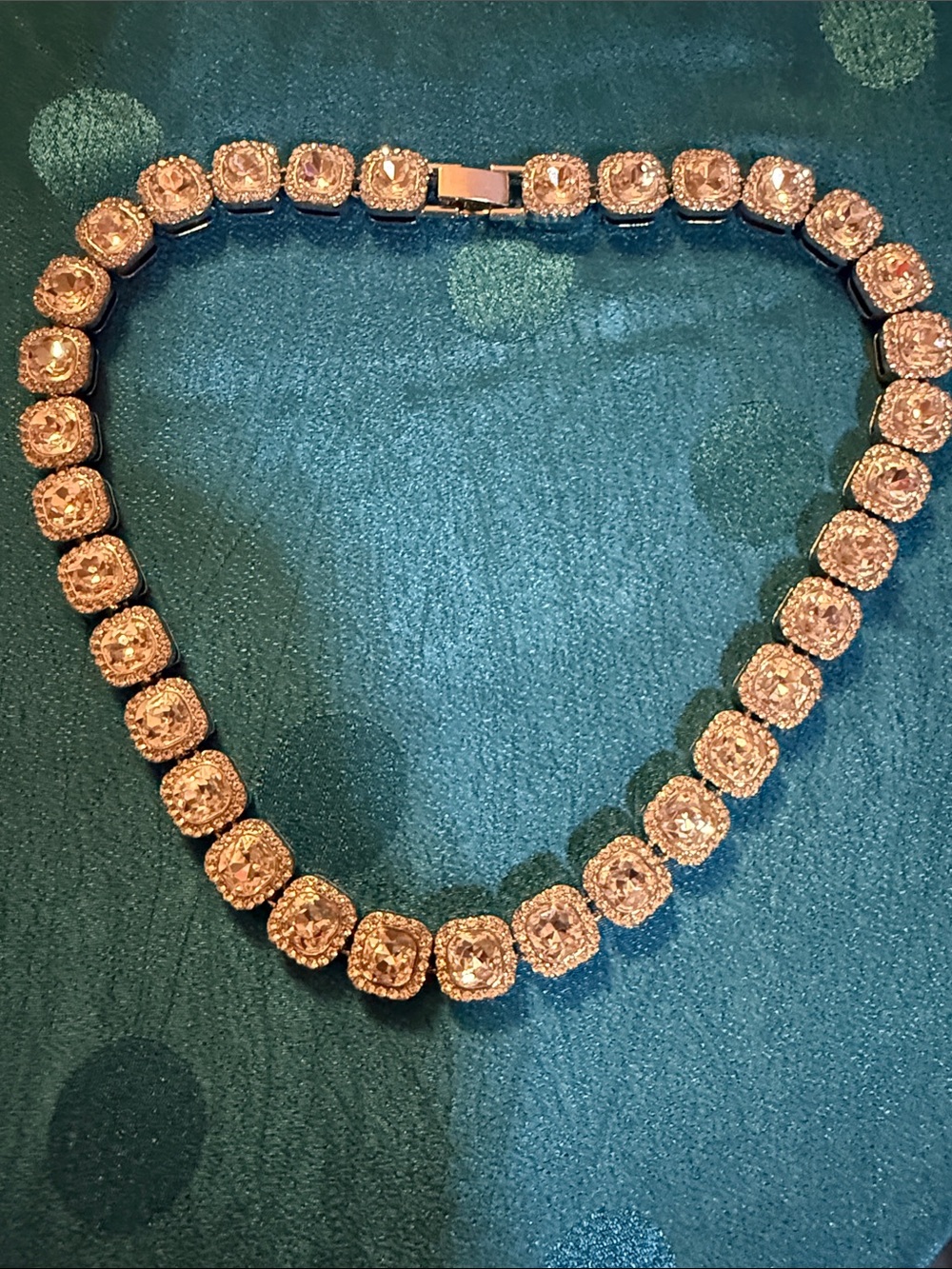 Totally blinged out Crystal Halo Tennis Necklace perfect for upcoming holidays n
